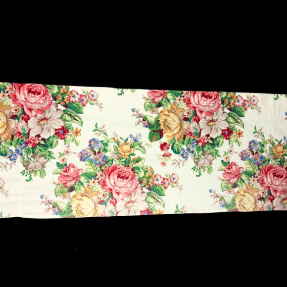 Vintage Cabbage Roses Cotton Chintz Valance Floral Decorator 2.8 yds X 20 in - Picture 9 of 13